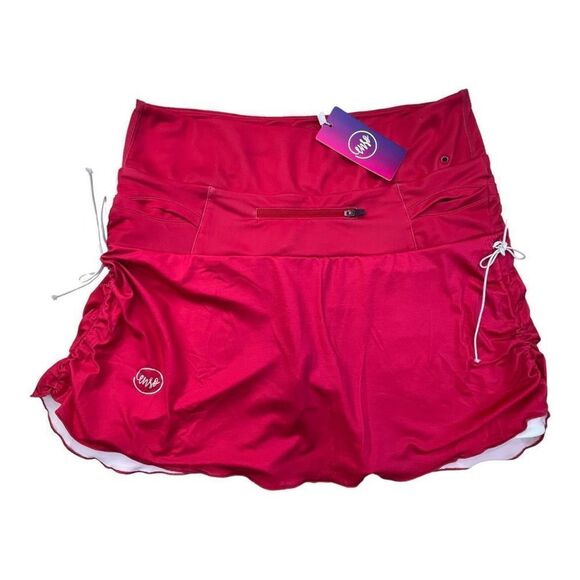 Enso Women's Ruched Side Tennis Golf Skort Skirt Bright Pink Size Medium NWT - Picture 1 of 6